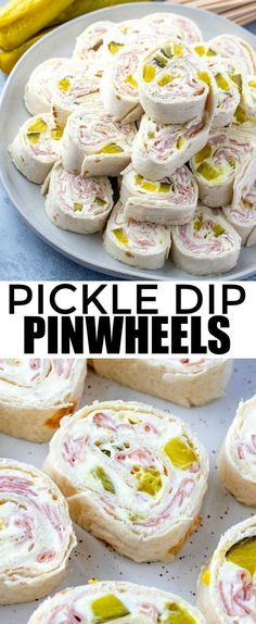 pickle dip pinwheels on a white plate