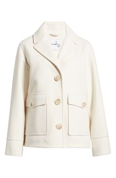 Keep your cool-weather look polished in this short coat crafted in a single-breasted silhouette and finished with patch pockets to hold essentials. 27" length (size Mediium) Front button closure Notched lapels Front button-flap patch pockets Lined 92% polyester, 8% rayon Dry clean Imported Classic Winter White Outerwear With Button Closure, Classic White Utility Jacket For Work, White Utility Jacket With Flap Pockets For Work, White Utility Jacket With Button Closure For Work, White Single-breasted Outerwear For Everyday, Everyday White Single-breasted Outerwear, Collared Winter White Outerwear For Work, Winter White Single-breasted Outerwear With Lapel Collar, Winter White Single Breasted Outerwear With Lapel Collar