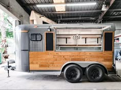 3 horse trailer converted into a bar trailer with a photobooth as well. Cattle Trailer Bar, Stock Trailer Bar, Cattle Trailer Conversion, Mobile Bar Interior Design, Mobile Bar Plans, Bar Trailer Mobile, Trailer Bakery, Mobile Bar Trailer Interior, Horses Trailer