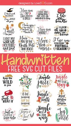 handwritten free svg cut files for silhouettes, cricut and more