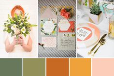 the color scheme is peach and green