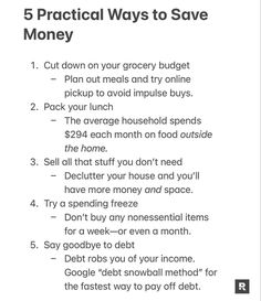 the five practical ways to save money