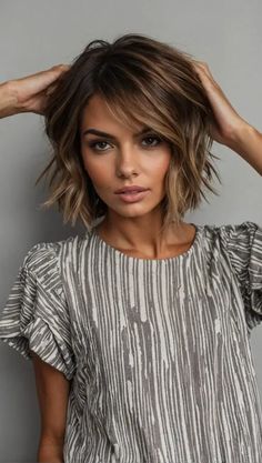 #hairstyleinspiration #hairgoals #hairtrends #hairideas #hairstyletutorial #hairinspo #hairlove #hairfashion #haircare #hairtransformation Hair Color Ideas For Caramel Hair, Bob Haircuts For Brunettes, Biolage For Brunettes, Highlights On Darker Hair, Balyage Short Brunette Hair, Brunette Bob With Highlights Balayage, Hair Color Ideas Brown With Highlights, Full Highlights On Dark Brown Hair, Dark Brown Hair With Highlights Bob