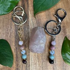 Self-Love Keychain - Soulfulvibesco Peace And Positivity, Energy Vibes, Healing Crystals Meanings, Love Keychain, Crystal Keychain, Crystals Beads, High Vibrational, Intention Setting, Crystal Energy