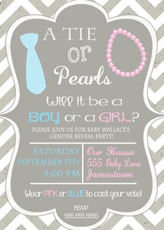 Gender reveal Baby Shower Food For Girl, Gender Reveal Party Invitations, Shower Stuff, Gender Reveal Invitations, Shower Food