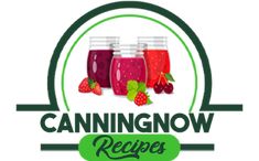 the logo for canning now recipes with raspberries and strawberries in glasses filled with liquid