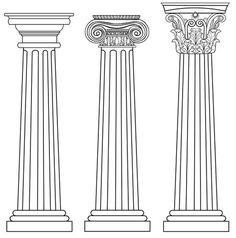 three different types of columns with designs on them