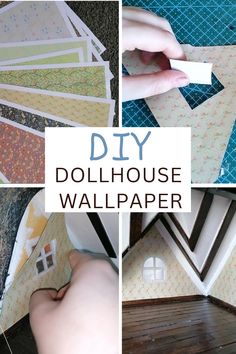 Diy Minatures House, Diy Dollhouse Wallpaper, How To Make Doll House Furniture, Doll Mansion, 1 12 Scale Miniatures Diy, Dollhouse Walls, Wallpaper Tutorial, Dollhouse Wall, Miniature Wallpaper