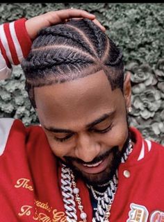 Fanum Braid, Corn Rows Man, Four Cornrows Men, Swirl Braids Men, Cornrow On Men, Black Man Cornrow Hairstyles, Cornrow Styles For Men With Short Hair, Easy Cornrows For Men, French Montana Braids