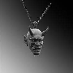 This expertly crafted Silver Samurai Mask Pendant necklace casts a spell of captivation on all those who wear it! A bold piece for anyone who loves Mythical Jewelry . Buy for yourself or give it as a gift for that special someone in your life! ★Item Details ◆ Material : 925K Sterling Silver ◆ Pendant Height : 1.37 inch x 3.5 cm ◆ Bail Height : 0.39 inch x 1 cm ◆ Bail With : Suitable for up to  0.19 inch x 5.00 mm Chain ◆ Rolo Chain Thickness : 0.059 inch x 1.5 mm | Foxtail Chain Thickness : 0.07 Mythical Jewelry, Oni Maske, Silver Samurai, Samurai Mask, Oni Mask, Mask Necklace, Unique Gifts For Him, Necklace Unique, Rolo Chain