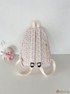 Bird in Bag - Floral Backpack Charm for Teen Girls and College Students White Backpack For Spring, White School Backpack For Spring, Spring White Backpack For Daily Use, White Backpack For Daily Use In Spring, White Standard Backpack For Spring, Student Backpack For Spring, Cute White Summer Backpack, Casual Student Backpack For Spring, Spring Casual Student Backpack