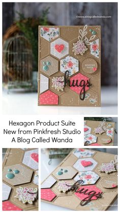 a collage of photos with the text hexagon product suite new from pinkfresh studio