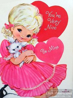 Retro Hallmark Valentine cards from the '70s were super cute and super pink and super girly - #vintage #valentines #valentinesday #vintagevalentine #vintagevalentines #retrovalentines #70svalentines #70s #1970s #seventies #hallmark #hallmarkcards #hallmarkvalentines #clickamericana Girly Valentines, Valentine Cats, Cat Valentines, Vintage Valentine Crafts, Valentine Vintage, Valentines Illustration, Children Sketch, Vintage Birthday Cards, Printable Valentine