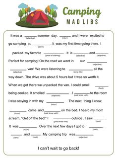 the camping madlibs worksheet