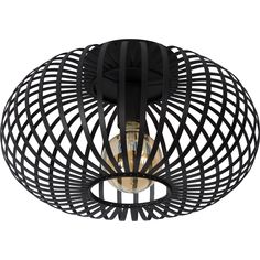 an image of a light fixture that looks like a ball or caged sphere on the ceiling