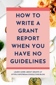 a pink sign that says how to write a grant report when you have no guidelines