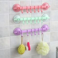 Vacuum Powerful Suction Cup Hook Adjustable Towel Rack Bathroom Kitchen Hooks Wall-mounted Trace-free Multi-purpose Storage Racks Description: Material:Plastic Colors:Green,Beige,Blue,Pink,Purple Installation Type: Sucker type Size:34.5*7cm/13.58*2.75inch Load Capacity:No More Than 5kg Applicable Space:Bathroom,Kitchen,Living room Feature:No trace,Nail free,Adjustable Package list: 2 sucker, 6 hooks Notes: 1.Due to the different monitor and light effect, the actual color of the item might be sli Kitchen Utensil Rack, Kitchen Hooks, Suction Cup Hooks, Wall Mounted Hooks, Hanger Organizer, Shelf Holders, Hook Rack, Hat Hooks, Utility Hooks