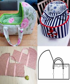 sewing patterns for purses and handbags, including the top one with an open zipper