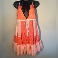 Brand New Hah Dress In Coral And Ivory Lace. M/L (2.20) Ivory Lace, Orange White, Color Orange, Coral, Brand New, Womens Dresses, Orange, Lace, Women Shopping