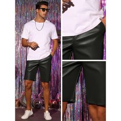 These PU leather shorts add a stylish element to your wardrobe. The PU shorts can be paired with different short-sleeved shirts to create your fashionable look and create a shine image in the summer.The summer shorts are also a great choice for parties, disco, hip-hop, music festivals, and stage performances. Casual Faux Leather Party Shorts, Casual Faux Leather Shorts For Party, Leather Shorts For Summer Party, Summer Party Leather Shorts, Sunny Images, Slim Vest, Hip Hop Party, Shipt Shopper, Leather Shorts