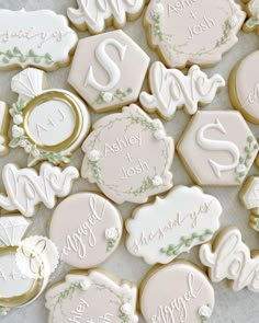 wedding cookies with names and date on them