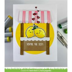 a handmade card with two lemons on it and the words you're the test