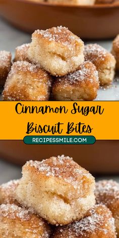 cinnamon sugar biscuit bites stacked on top of each other