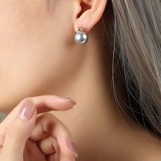 Affordable Exquisite Pearl Jewelry | Adorn Your Daily Life | NIF PEARL Gray Jewelry For Pierced Ears As A Gift, Gray Drop Earrings, Elegant Gray Earrings With Ear Wire, Gray Drop Earrings For Pierced Ears, Random Jewelry, Round Earring, Jewelry Brand, Pearl Types, Earrings White