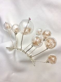 "A very fresh crown from our new 2016 collection \"Woodlands\". This headpiece was created using acrylic bubbles filled with Dandelion. Can be made with different Colours filling. All headpieces are hand made and can slightly differ from the one on the image due to a very unique nature of the clay flowers. More special accessories in this style https://www.etsy.com/uk/shop/beretkah?ref=hdr_shop_menu&section_id=17831463 Beretk!Ah... has a choice of items in this style that differentiates our Bubble Character, Acrylic Bubbles, Lil Mermaid, Statement Hair, Bridal Hair Accessory, Hair Comb Bridal, Bridal Accessory, Unique Nature, Clay Flowers