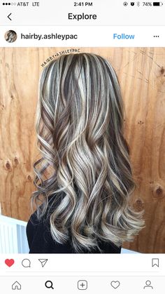 Silver Hair With Lowlights Gray, Chunky Ash Blonde Highlights, Dark Lowlights For Blondes, Cool Blonde Highlights With Lowlights, Hair Extension Inspiration, Dark And Blonde Hair, High And Low Lights Hair, Fall Highlights For Blondes, New Hair Look