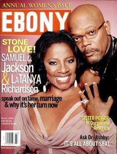 the cover of ebony magazine with an image of two people posing for a photo together