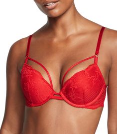 PRICES MAY VARY. Victoria's Secret Very Sexy Push Up bra is built to lift and add 1 cup size. This bra lifts and enhances cleavage for a sexy look This push up bra contains plush padding that adds 1 cup size while underwire cups offer just the right amount of support This push up bra features a plunge neckline for invisibility under your lowest cut tops and dresses. Adjustable straps allow for a perfect fit and can be worn cross back to hide straps under sleeveless tops The Very Sexy Push Up bra Lingerie Styles, Lace Bras, Red Bra, Nude Bra, Cute Bras, Full Coverage Bra, Plunge Neckline, Sleeveless Tops, Lingerie Fashion