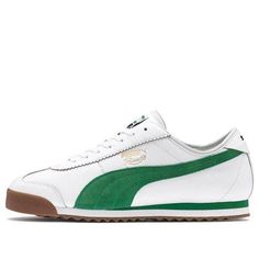 Puma Roma 68 OG 'White Amazon Green' 370601-02 (SNKR/Retro/Casual) Retro Puma Sneakers For Sports, Green Leather Puma Sneakers, Casual White Sneakers With Puma Logo, Casual Green Puma Sneakers, Casual Puma Sneakers For Jogging, Sneakers, Green, Closet, White