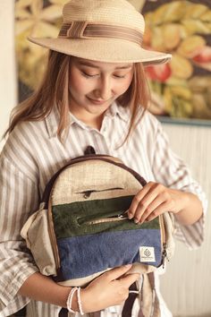 "Size: 11.3\" x 10\" x 6.5\" / 31 x 25 x 16 cm DURABLE: Our large backpack is made from eco-friendly natural hand-woven plain Hemp. It has premium fabric lining, strong stitching and comes with original Ykk zippers. HANDMADE IN NEPAL: As with all our products, our hemp backpacks are also made with love by our excellent Nepalese artisans. Because of the handcrafted nature of our product, each backpack is slightly different but every product carries the quality and care we have put on it when making it. PERFECT SIZE: This backpack with its rustic look can carry everything you need from a small notebook to your mid to large size laptop. It has many pockets to keep other items that you may need to carry for school, work or pleasure. Width: 28cm/12 inches Height: 28 cm/12 inches  Depth / Thickn Bohemian Natural Backpack, Eco-friendly Canvas Backpack For Everyday Use, Eco-friendly Handmade Backpack For Everyday, Eco-friendly Handmade Backpack, Eco-friendly Backpack With Adjustable Strap, Everyday Backpack, Small Notebook, Outdoor Event, Large Backpack