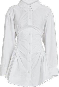 Long Sleeve Ruched Shirt Dress, Long Sleeve Ruched Cotton Dress, Spring Ruched Shirt Dress, Spring Shirt Dress With Ruched Detail, Fitted Ruched Shirt Dress For Summer, Summer Fitted Ruched Shirt Dress, Long Sleeve Ruched Mini Dress For Daywear, Ruched Long Sleeve Mini Dress For Daywear, Ruched Shirt Dress