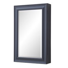 a mirror that is on top of a wall next to a cabinet with a door