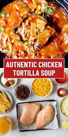 an image of authentic chicken tortilla soup