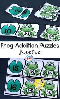 frog addition puzzles to practice number identification