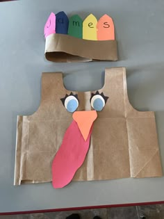 a paper bag made to look like a turkey