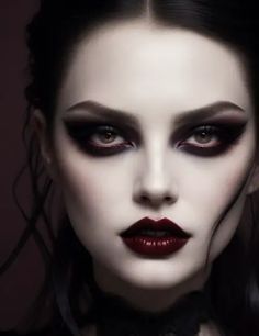 25 New Last-Minute Halloween Makeup Ideas For Women In 2023 Women’s Vampire Make Up, Victorian Makeup Black Women, Vampire Makeup For Halloween, Victorian Goth Makeup Dark Beauty, Black And White Witch Makeup, Vampire Makeup For Women, Sorceress Costume Makeup, Dramatic Witch Makeup, Diy Vampire Makeup Women