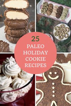 collage of holiday cookie recipes with text overlay that reads 25 paleo holiday cookie recipes