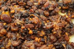 raisins and nuts are mixed together in a mixture