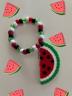 a bracelet with watermelon slices on it