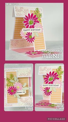 some cards with flowers on them and the words happy birthday