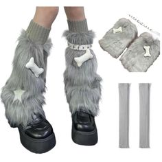 PRICES MAY VARY. ❤ 【High Quality Material】The 3in1 Set includes: 1 knitted leg warmer, 1 plush leg warmer, and 1 leg chain. Womens knit winter kawaii winter leg warmers, leg warmers for women 80s, made of high-quality cotton and polyester, Soft and skin friend knit fabric, with great stretch. ❤【Warmer Long Socks】Over the Calf, Knee high stockings for women, knitted leg warmers for girls, e girls harajuku long socks, punk clothes, striped gothic socks , knitwear warm winter socks, make you warm i Bone Leg Warmers, Fabric Leg Warmers, Christmas Aesthetic Outfit, Goth Gyaru, Gothic Socks, Harajuku Accessories, Fem Fits, Outfits Goth, Winter Kawaii