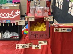 the popcorn booth is set up for an event