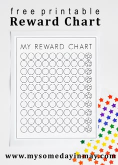 free printable reward chart for kids to use in the game, with colorful stars around it