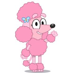 a pink poodle with glasses and a flower in her hair