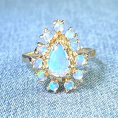 Beautiful Vibrant Opals Set In 14k Yellow Gold. Opals Have A Nice Purple/Blue/Green Flash. No Chips Or Cracks. Very Pretty Ring! Size 6.5 Pretty Ring, Pretty Rings, Cluster Ring, Womens Jewelry Rings, Green And Purple, Blue Gold, Blue And Purple, Blue Green, Opal