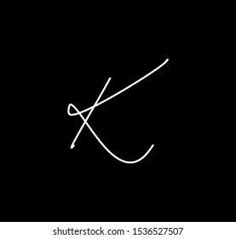 the letter k is drawn with a needle and thread on a black background, it can be used as a logo or icon